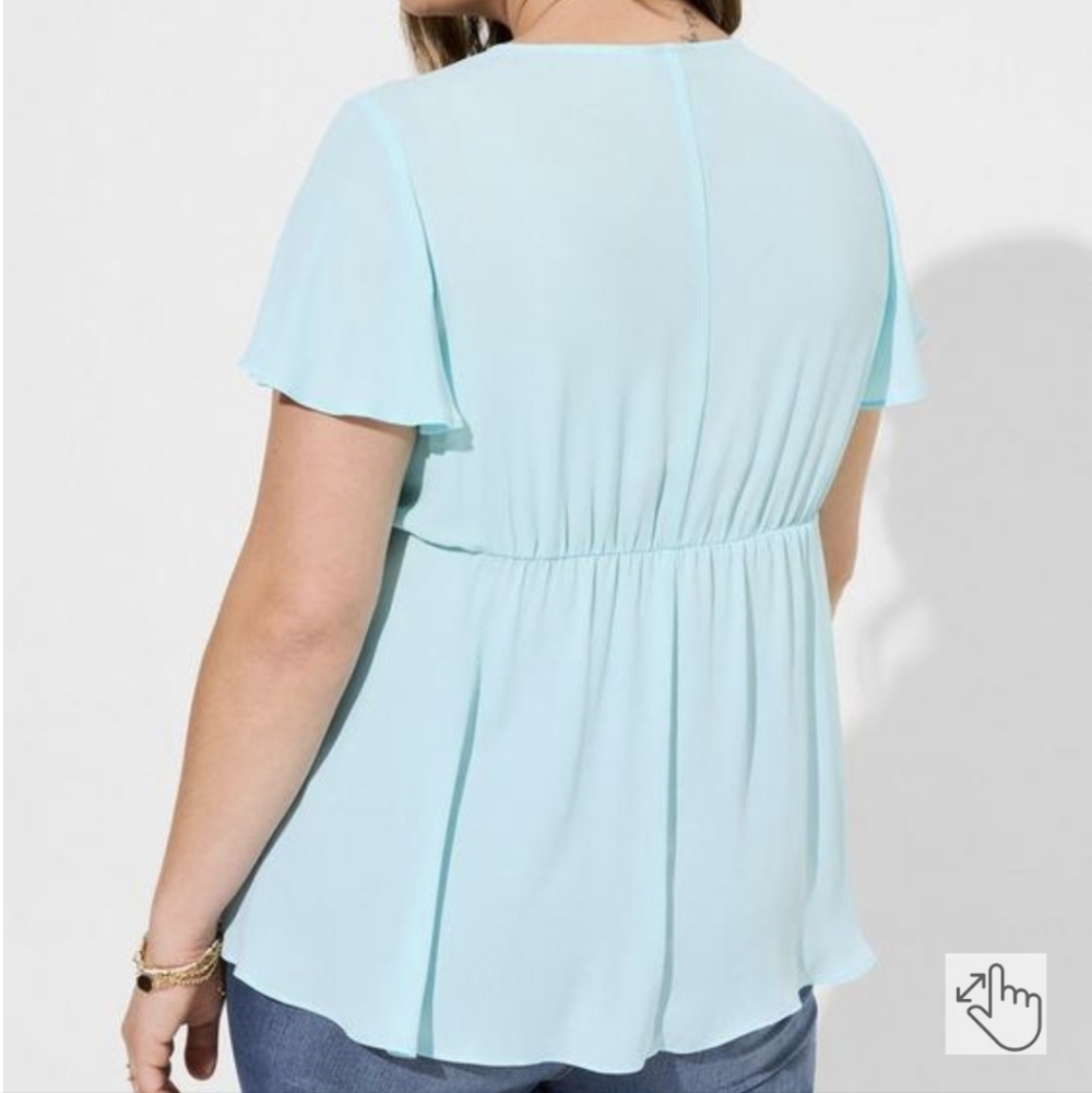 Georgette Twist Surplice Flutter Sleeve Blouse - Picture 2 of 4